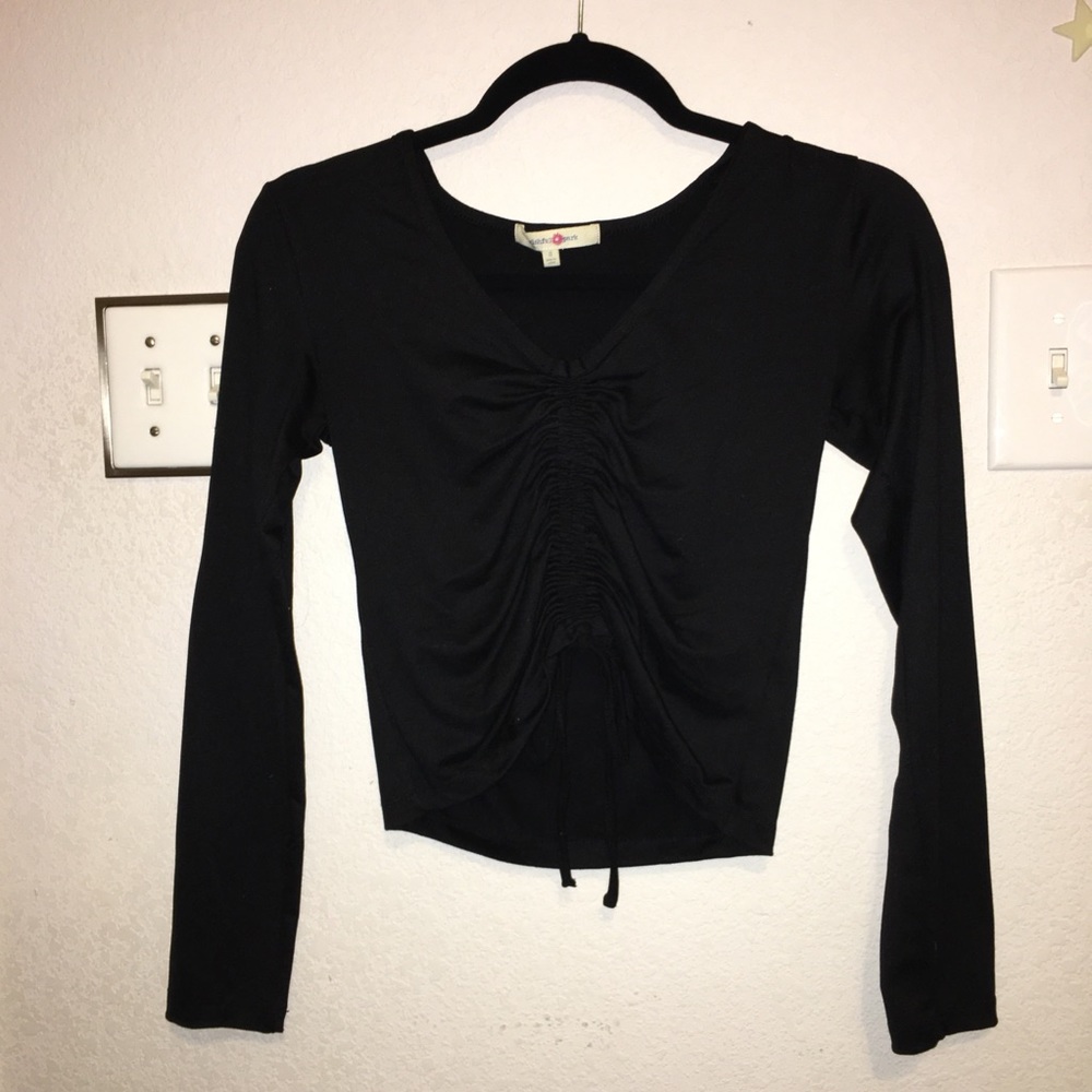 3/$15 black long sleeve scrunched top